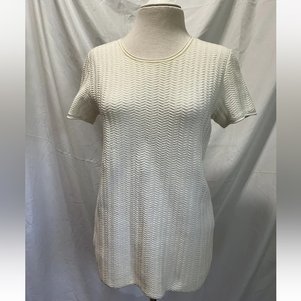 Armani Collezioni Women’s rib knit white T shirt